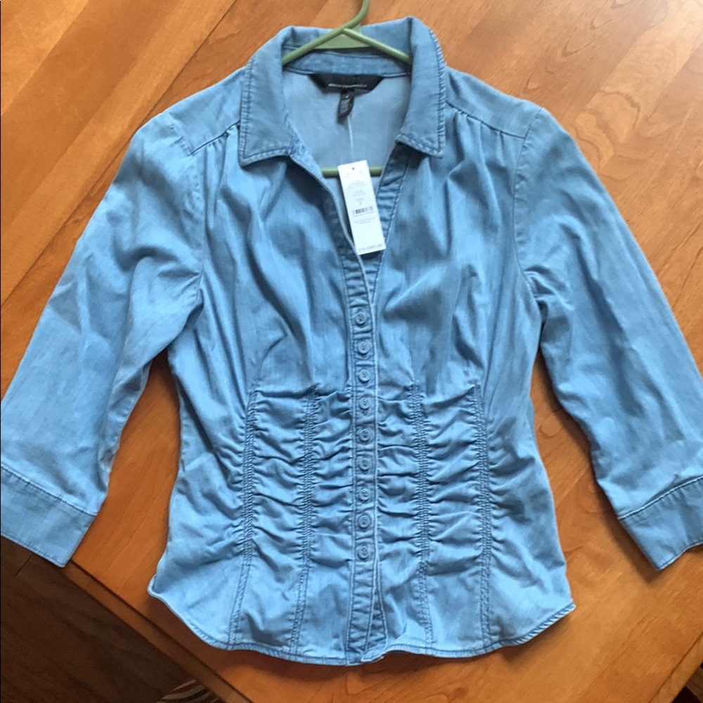 Women's Blue Button-Up Top